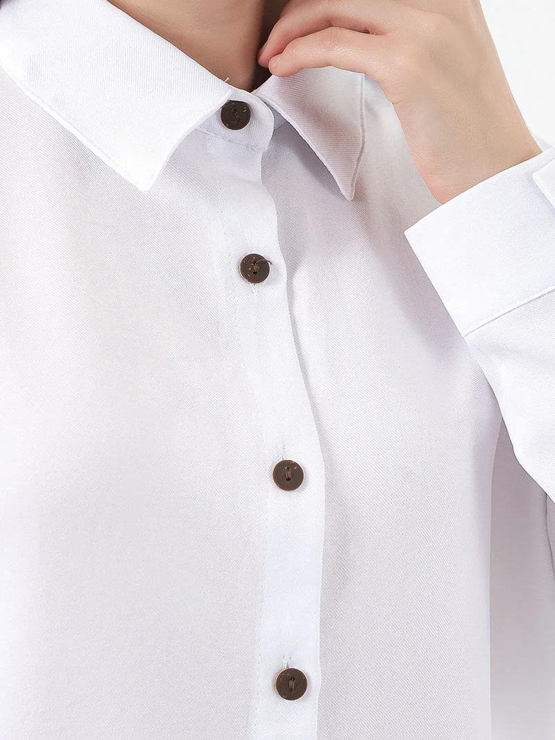 Big Dart White BDART Linen Blend Long Sleeve Shirt and Pants Co-ord Set for Women | Best Price UAE